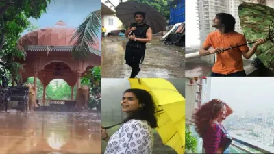सितारों ने लिया मुंबई की पहली बारिश का आनंद  सोशल मीडिया पर शेयर किए नजारे  celebrity rain enjoyment