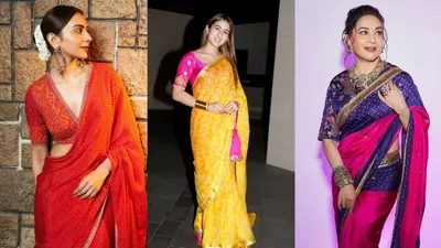 गणगौर पूजा में पहनें सेलेब्रिटीज इंस्पायर्ड बांधनी साड़ी  celebrity bandhani saree
