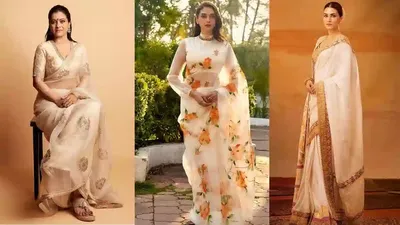 इस फेस्टिव सीजन ट्राई करें कुछ नया  पहनें सफेद और क्रीम रंग की साड़ी  saree for festival