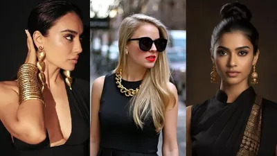 ब्लैक आउटफिट के साथ ट्राई कर सकते हैं गोल्डन कलर की ज्वेलरी  jewellery with black outfits