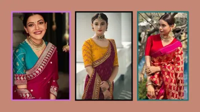 लाल रंग की साड़ी के साथ कंट्रास्ट ब्लाउज पहनकर खुद को बनाएं आकर्षित  contrast blouse with red saree